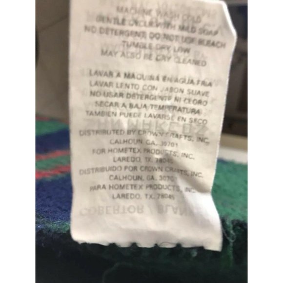 San Marcos Plaid Green Red Blue Blanket Throw Stadium 45 x 72 Acrylic Mexico - Picture 5 of 5